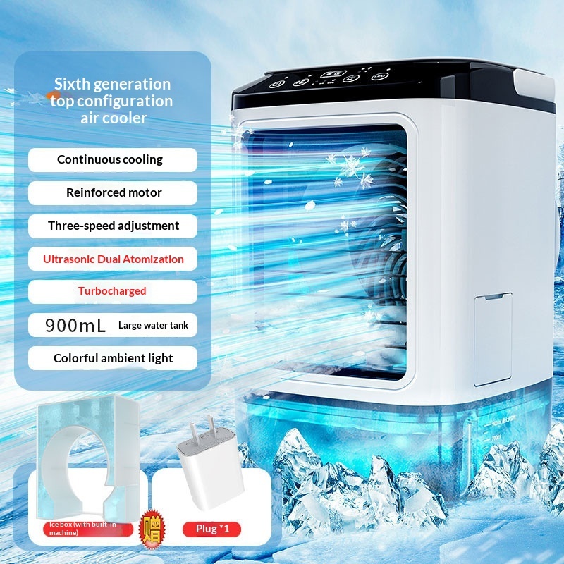 New Style Air Cooler Desktop Air Conditioner Fan Dual Spray Cooling Electric Fan Air Cooler USB Portable Refrigeration - Obrázek 3