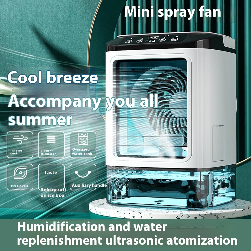 New Style Air Cooler Desktop Air Conditioner Fan Dual Spray Cooling Electric Fan Air Cooler USB Portable Refrigeration - Obrázek 2