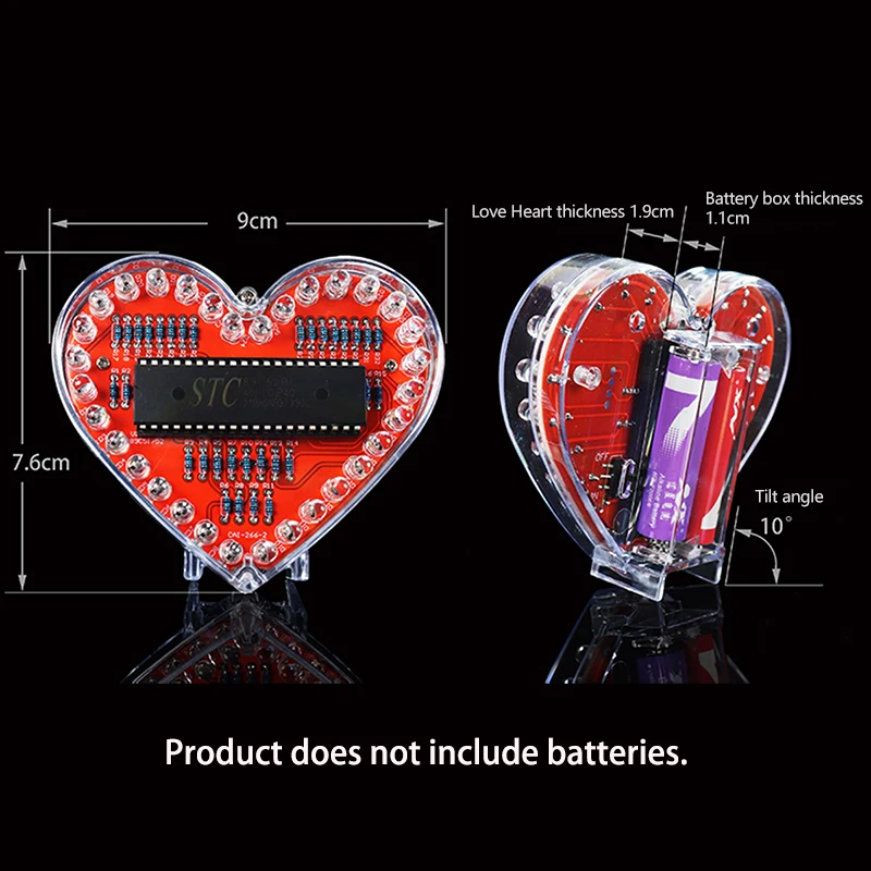 LED obesek v obliki srca na dotik