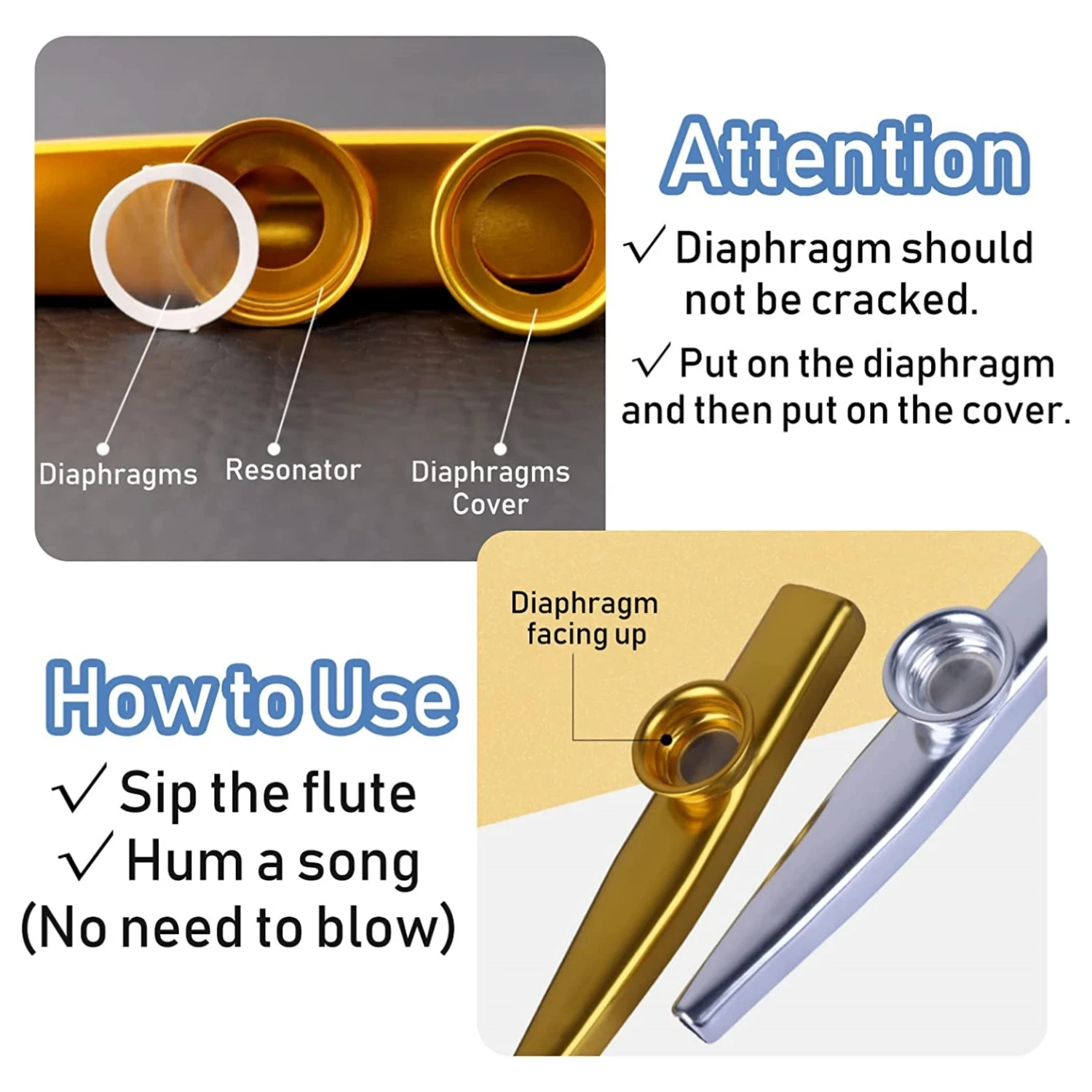Pihalni instrument za začetnike (kazoo flavta)