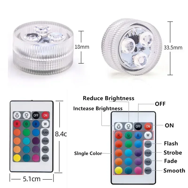 Komplet 4 vodoodpornih luči RGB + daljinec